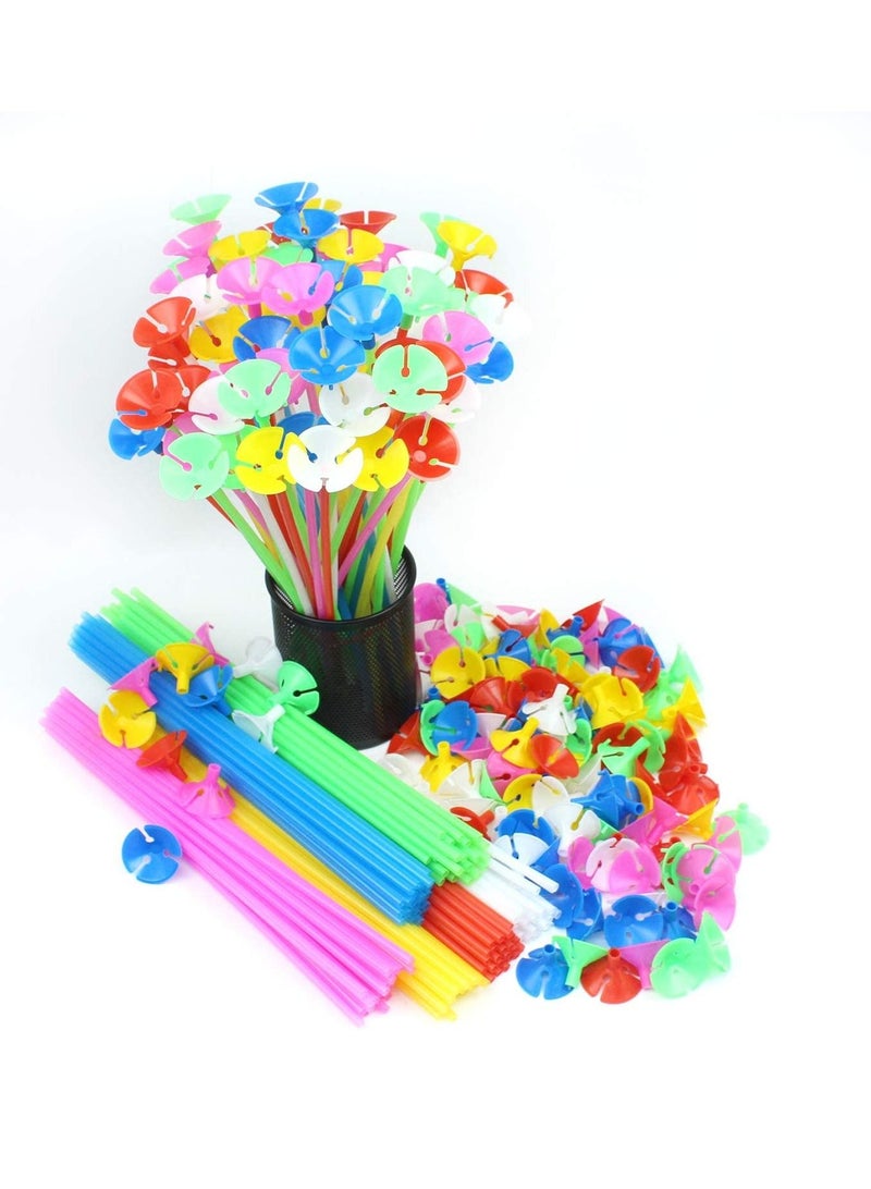 JOLLITY LLC حامل بالونات أعمدة ملونة مجموعة طويلة من البلاستيك (أكواب وعصي) لتزيين حفلات عيد الميلاد وحفلات استقبال المواليد عبوة من 40 قطعة - Image 1