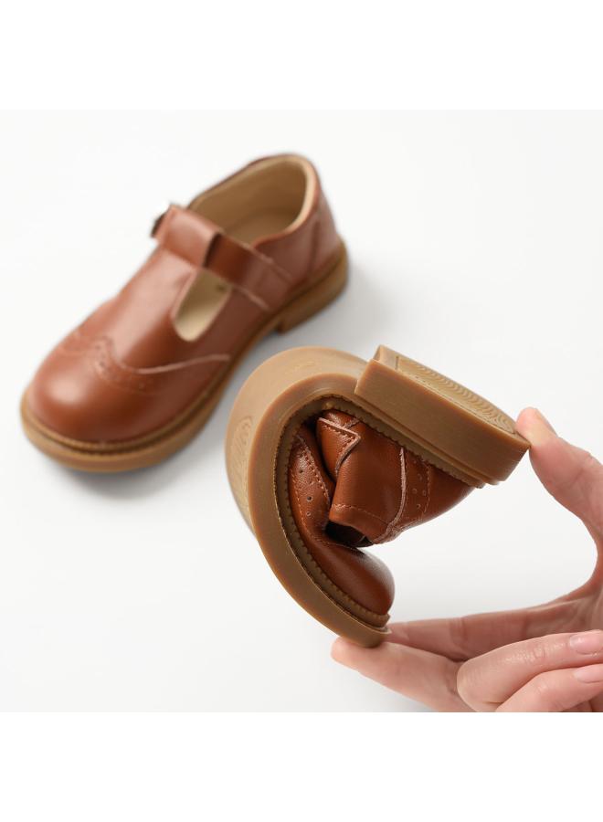 شك أحذية جلدية صغيرة للفتيات من طبقتين من جلد البقر على الطراز البريطاني أحذية الأميرة لأداء الطلاب أحذية من الجلد الأسود أحذية الأطفال في منتصف العمر - Image 4