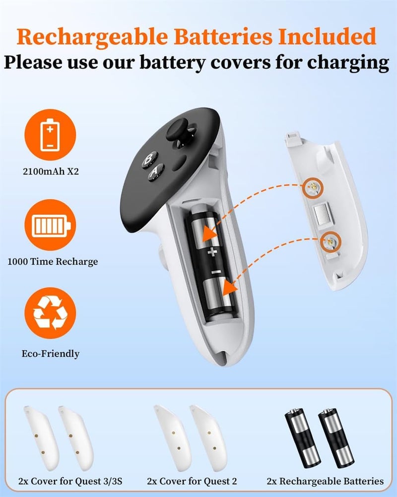 Charging Dock for Meta-Quest 3S/ for Quest 3/2, Magnetic Charging Station for Quest 3S/3/2 Accessories with 2 Rechargeable Batteries, RGB Light Charging Dock for VR Headset  Controllers - Image 5