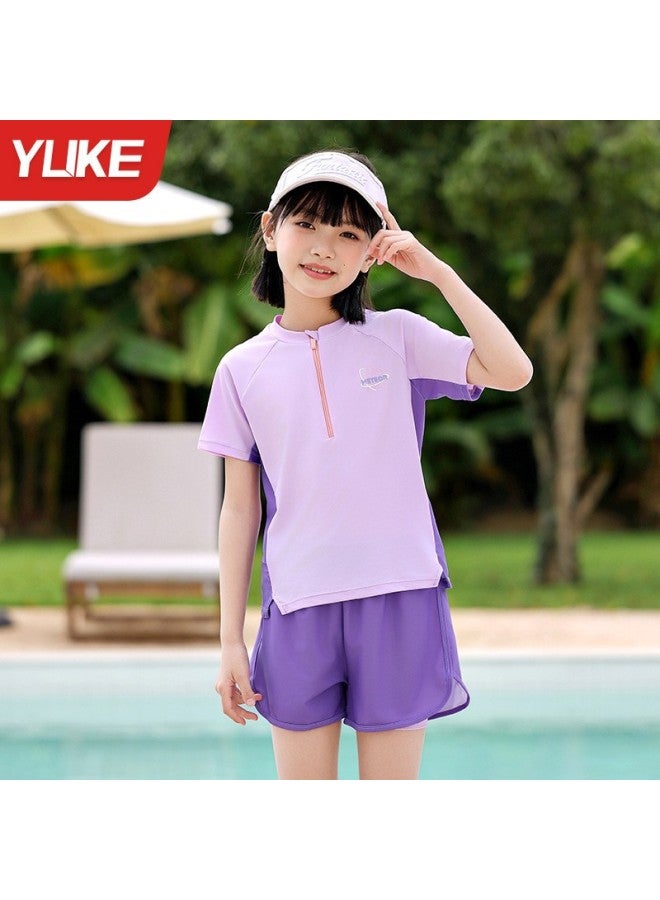 Children's Swimwear Girls' Split Sunscreen Swimwear  New Summer Girls' Professional Training Swimwear