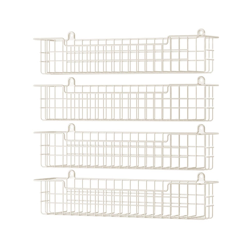 GUUKAR Spice Rack, 4-Pack Seasoning Organizer Wall Mount for Kitchen Storage Organization, Spice Holder Metal Shelf Saving Space for Cabinet, RV, Pantry, White - Image 1