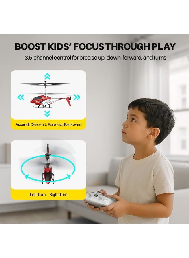 SYMA Remote Control Helicopter, S107H Aircraft With Altitude Hold, One Key Take Off/Landing, 3.5 Channel, Gyro Stabilizer And High &Low Speed, Led Light For Indoor To Fly For Kids And Beginners(Red) - Image 3