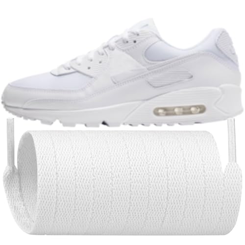 Endoto Shoelaces for Air Max 90 and 1 Shoes 8MM Flat Shoe Laces Strings ReplacementColorWhiteSize50Inch - Image 1