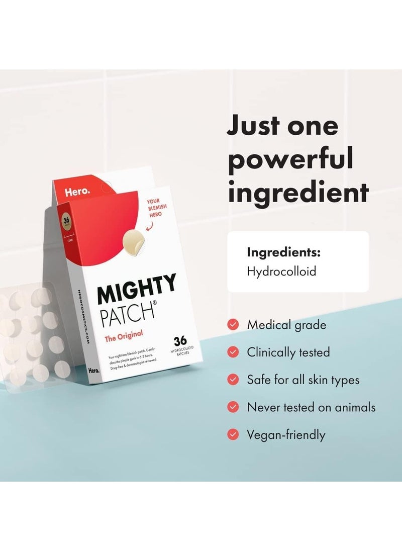 Mighty Patch Mighty Patch, Original from Hero Cosmetics - Hydrocolloid Acne Pimple Patch for Covering Zits and Blemishes, Spot Stickers for Face and Skin (36 Count)  - Image 2