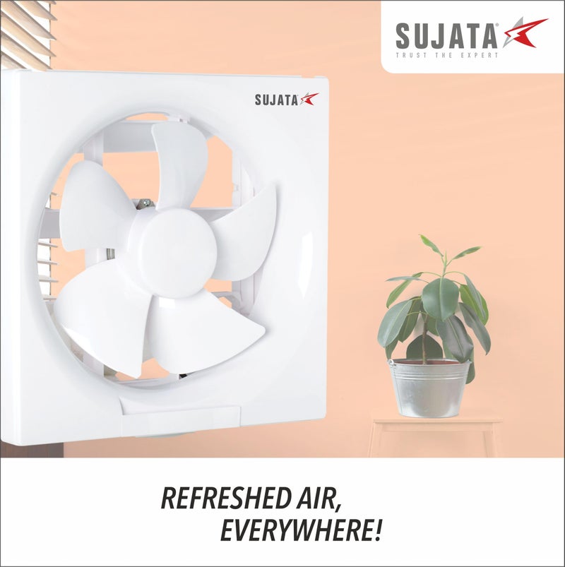 Sujata 8 Inch Premium Exhaust Fan for Kitchen, Bathroom & Office | 2 Years Warranty | 200MM High Air Delivery Exhaust Fan | 1300 RPM | 100% Copper Winding Motor | Strong Air Suction (EPB81 - White) - Image 3