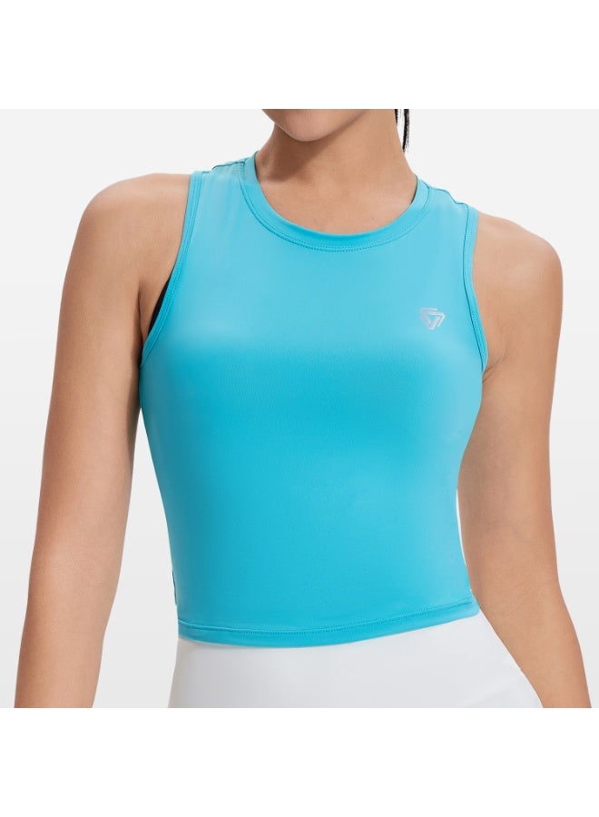 Tank Top Stretchy Slim Casual Sleeveless Vest Fitness Workout Sport Gym Yoga Sexy Women Crop Top Athletic T Shirt Running Tanks  - Image 1