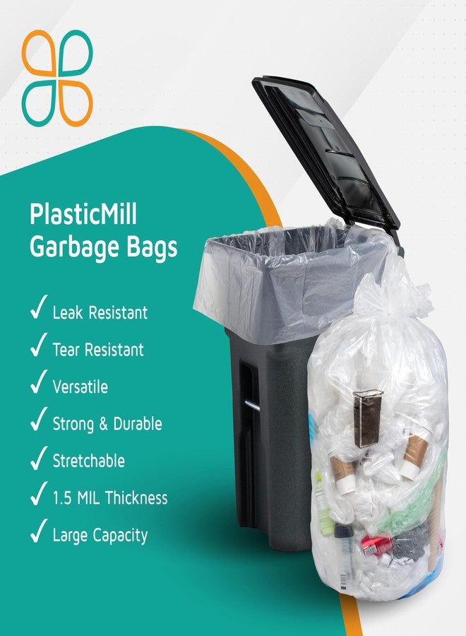 PlasticMill Heavy Duty Trash Bags - Clear Garbage Bags - Plastic Trash Bags for Large Rolling Trash Bins - Tall Trash Bags - 100-Gallon Large Kitchen Trash Bags, 1.3 Mil, 67"x79" (10-Count) - Image 4