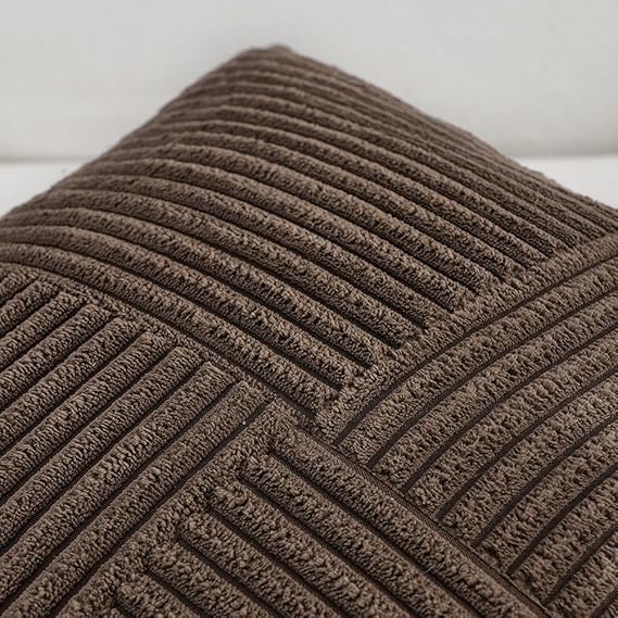 Guffaw Corduroy Pillow Covers Boho Decorative Spliced Throw Pillow Covers Soft Solid Couch Pillowcases Cross Patchwork Cushion Covers for Living Room Bed Sofa 16x16 inch (1, Dark Brown) - Image 5