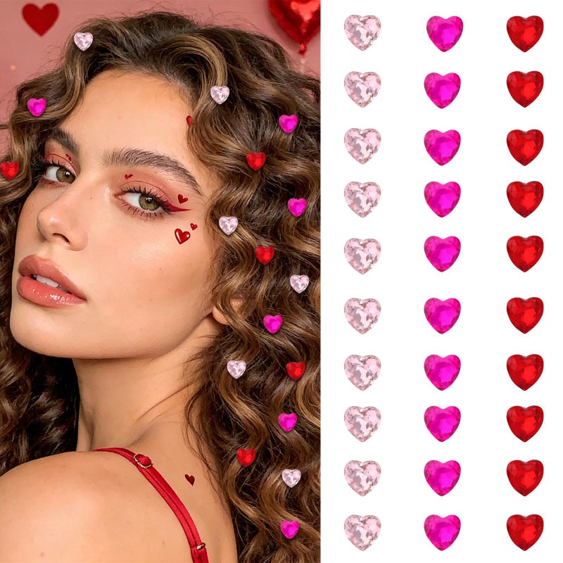 YISSION 30Pcs Valentine's Day Mini Heart Hair Clips for Women & Girls - Pink, Hot Pink & Red Sparkly Rhinestone Barrettes, Decorative Hair Accessories for Party Wedding Dating Daily Use - Image 1