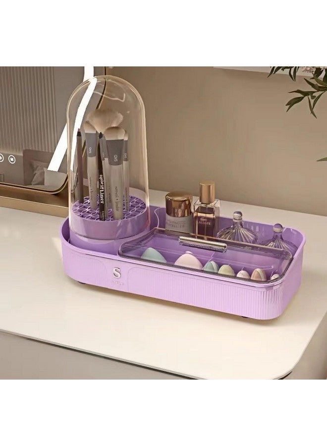 Azelf Cosmetic Storage Box Rotating Pen Holder Dressing Table Desktop Large Capacity Makeup Brush Lipstick Eyeshadow Hairpin Storage Rack - Image 1