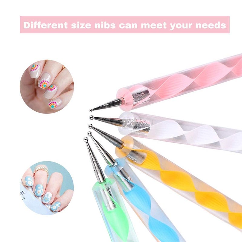 NAILWIND 5 pc 2 Way Dotting Pen Tool, Nail Art Tip Dot Paint Manicure kit, Multi-colored Nail Dotting Tool Set - Image 4