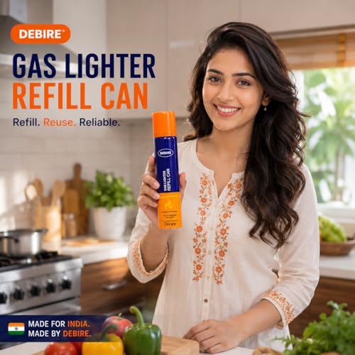 DEBIRE Lighter Gas Refill Can | Premium Butane Gas Canister for Refillable Lighters | 100ML Aluminum Gas Refill Fluid for Kitchen Stove, Candle, Puja, Household Use & More | Multicolored (Pack of 1) - Image 5