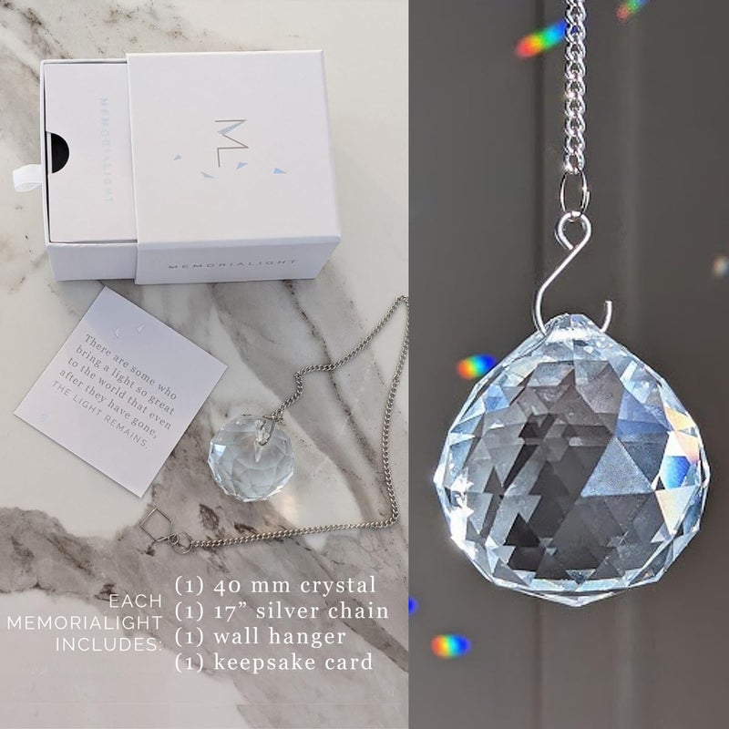 Memorialight Modern Grief Gift  40mm Crystal Ornament Rainbow Maker  Unique Memorial Gift for Loss of Family  Loved Ones  Miscarriage  Best for Funeral Gift  Sympathy  Bereavement  Daily Remembrance - Image 5