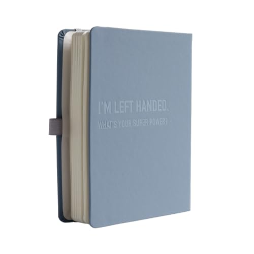 Urby Left Handed Journal w. Leather Cover. The Lefty Stuff Series. College Ruled Left Handed Notebooks, 200 Pages, 80GSM Premium Paper. US Half Letter Size. 8.25x5.5in. Steel Grey - Image 1