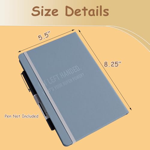 Urby Left Handed Journal w. Leather Cover. The Lefty Stuff Series. College Ruled Left Handed Notebooks, 200 Pages, 80GSM Premium Paper. US Half Letter Size. 8.25x5.5in. Steel Grey - Image 2