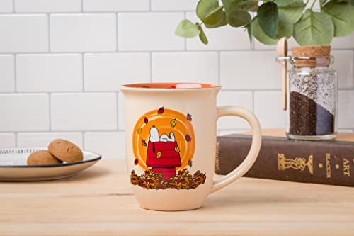 Silver Buffalo Peanuts Snoopy Leaves are Falling, Autumn is Calling Wide Rim Ceramic Mug, 16 Ounces - Image 5