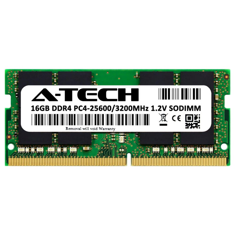 A-TECH ذاكرة رام لابتوب A-Tech 16GB DDR4 3200 MHz SODIMM PC4-25600 (PC4-3200AA) CL22 غير ECC - Image 2