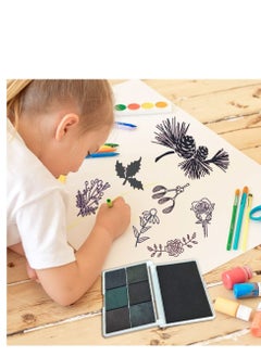 Excefore 7 Colors Washable DIY Stamp Ink Pads for Kids, Selected Arts And Crafts Ink Pad, Multi Colored Finger Ink Pad with Glitter, Suitable for Stamp, Paper and Wood (Black)  - Image 5