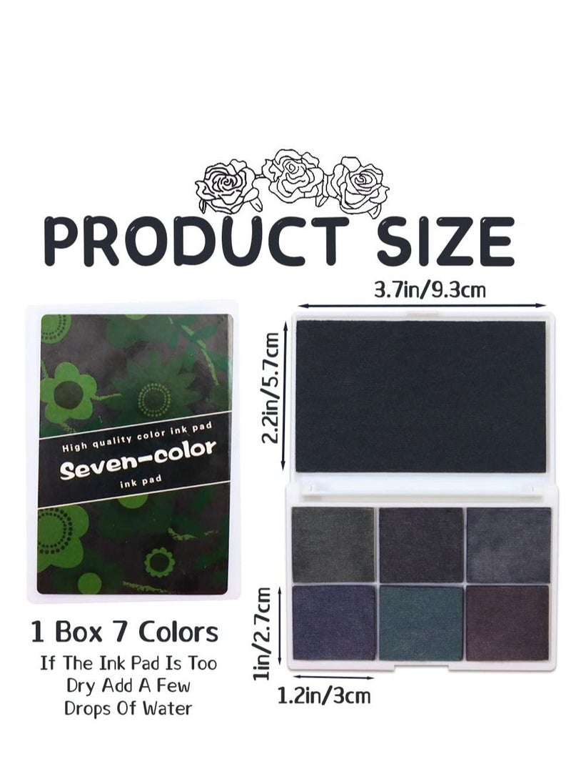 Excefore 7 Colors Washable DIY Stamp Ink Pads for Kids, Selected Arts And Crafts Ink Pad, Multi Colored Finger Ink Pad with Glitter, Suitable for Stamp, Paper and Wood (Black) - Image 4
