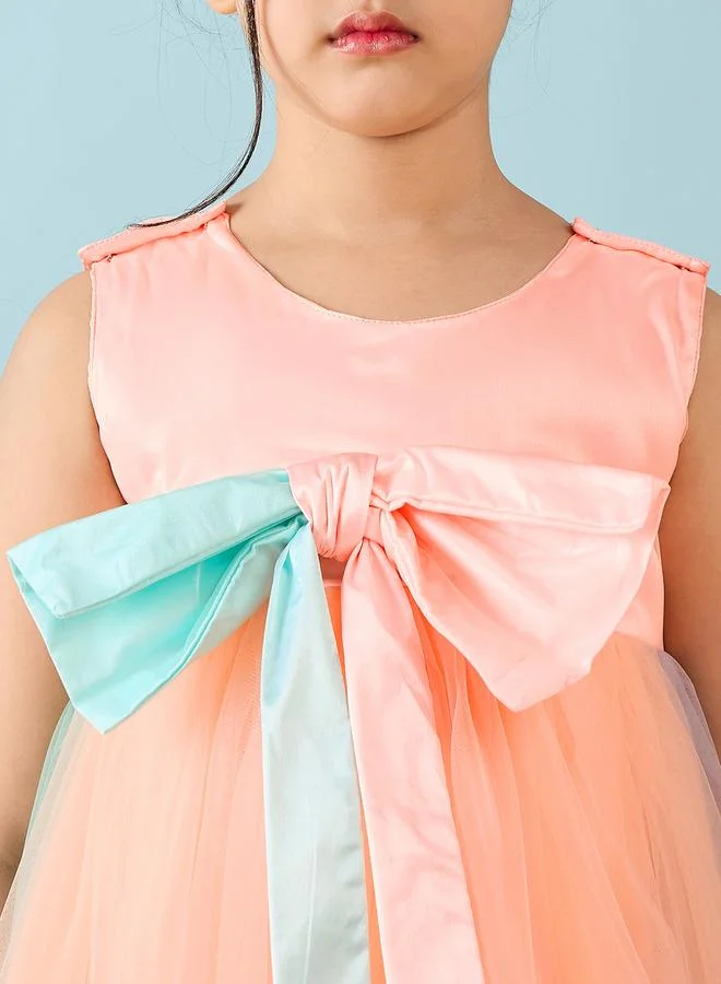 Stylo Bug Stylo Bug Bow Accent Mesh Insert Dress