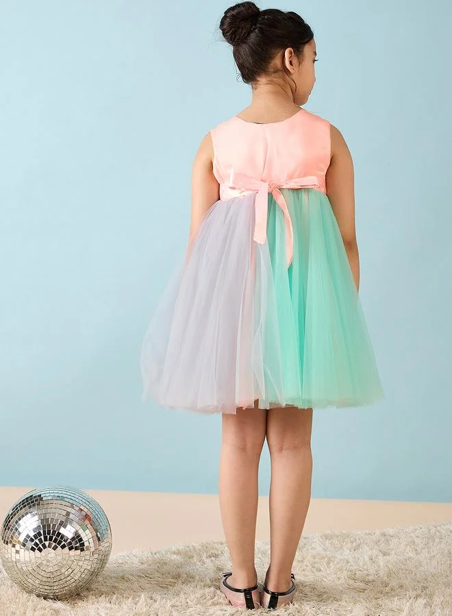 Stylo Bug Stylo Bug Bow Accent Mesh Insert Dress