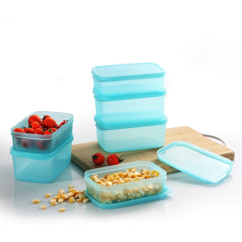 HAKKU Storage Box with Lid Set of 126x500ml 6x250ml BPA Free Food Grade Plastic ContainerMicrowave Dishwasher SafeAirtight Leak Proof 2250 Aqua Blue 12 Rectangle Container - Image 1
