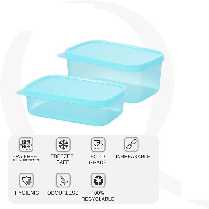 HAKKU Storage Box with Lid Set of 126x500ml 6x250ml BPA Free Food Grade Plastic ContainerMicrowave Dishwasher SafeAirtight Leak Proof 2250 Aqua Blue 12 Rectangle Container - Image 4