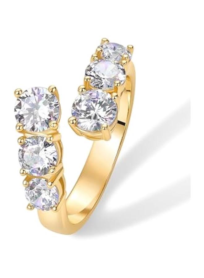 PAVOI 14K Gold Plated Cubic Zirconia Crossover Chunky Eternity Ring for Women | Open Twist Stackable Bands | CZ Statement Rings - Image 1
