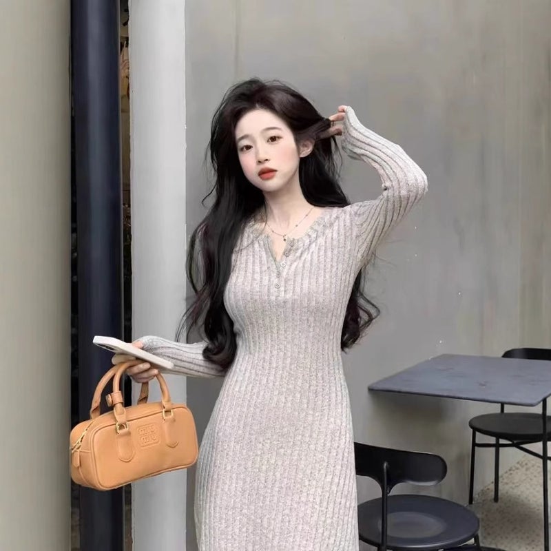 French Style Elegant Black Long Dress Base Sweater Dress Children'S Small Knitted Dress - Image 4