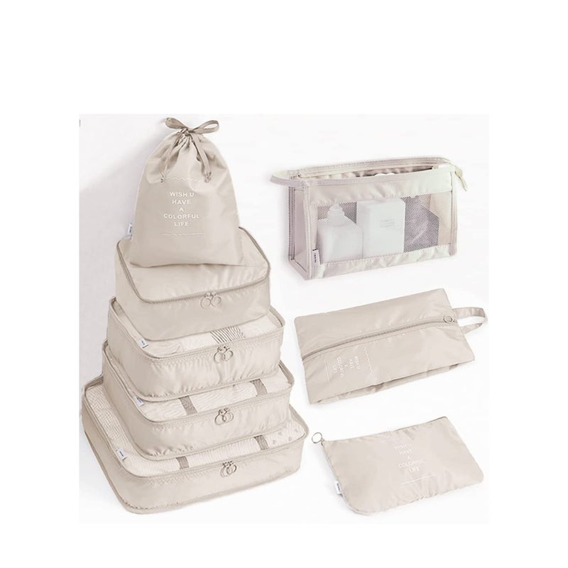 SOLARAE 8 مجموعة من مكعبات التعبئة لحقائب السفر - مكعبات التعبئة - منظم حقائب السفر - أكياس ملحقات كبيرة خفيفة الوزن مقاومة للماء - حقيبة تخزين لوازم السفر مع حقيبة مستحضرات التجميل والملابس - Image 1