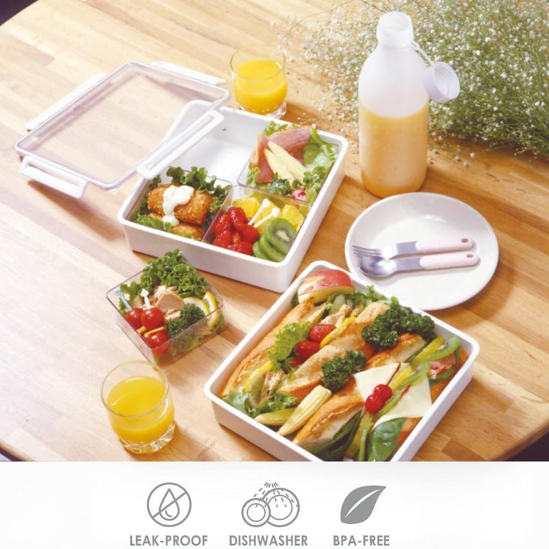 Lustroware Airtight 4-Compartment Removable Divided Serving Tray with Lid  Portable Charcuterie Container  Snackle Platter  Snack Box  Easy Prepping Organizer Cansiter for Veggie  Fruit  Ingredient (Square) - Image 3