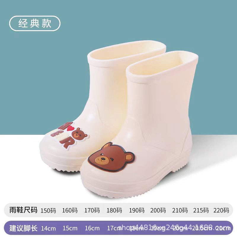 Children'S Rain Boots, Girls' Waterproof Shoes, Four-Season Universal Drawstring Mid-Tube Rain Boots, Girls' Non-Slip Water Shoes - Image 1