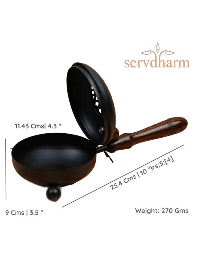 ServDharm Dhoop Dani Dhuni Loban Burner, Diameter 4.3(Metal, Round, Black) - Image 4