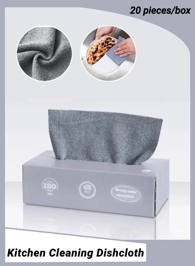 Kitchen Cleaning Dishcloth, Reusable Microfiber Cleaning Cloths Super Absorbent Multi-purpose Kitchen Towel Washable Cleaning Rag For Home, Kitchen and Car (Grey, 20PCS/Box) - Image 1