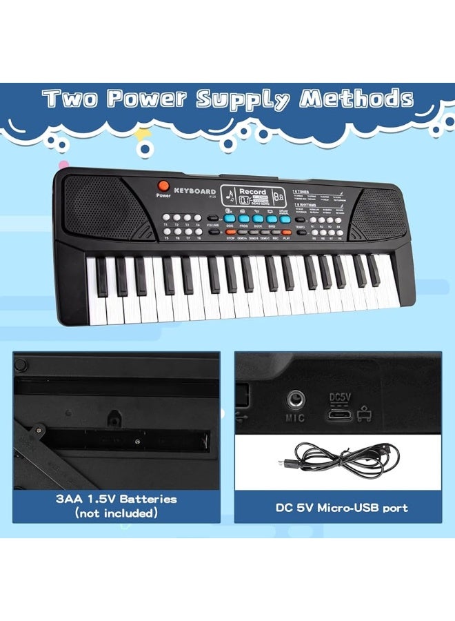 M SANMERSEN Kids Keyboard Piano 37 Keys Piano for Kids Beginners Electronic Piano with Microphone Educational Musical Toys for 3 4 5 6 Year Old Boys Girls Gifts Age 3-5 - Image 1