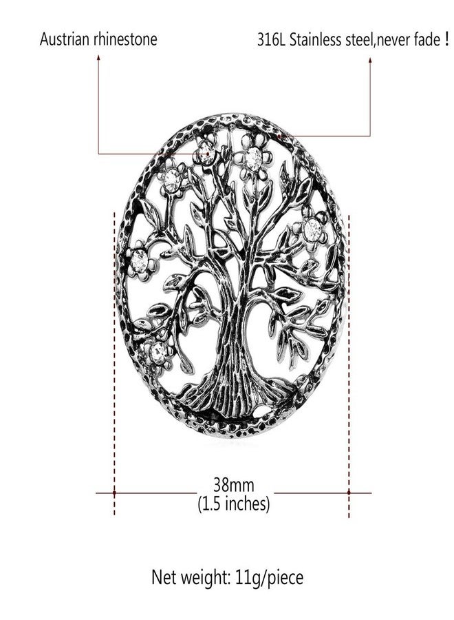 U7 Brooch Women Men Stainless Steel Tree Of Life Design Round Lapel Stick Pin For Hat,Bag,Suit - Image 2