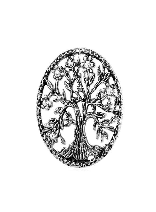 U7 Brooch Women Men Stainless Steel Tree Of Life Design Round Lapel Stick Pin For Hat,Bag,Suit - Image 1