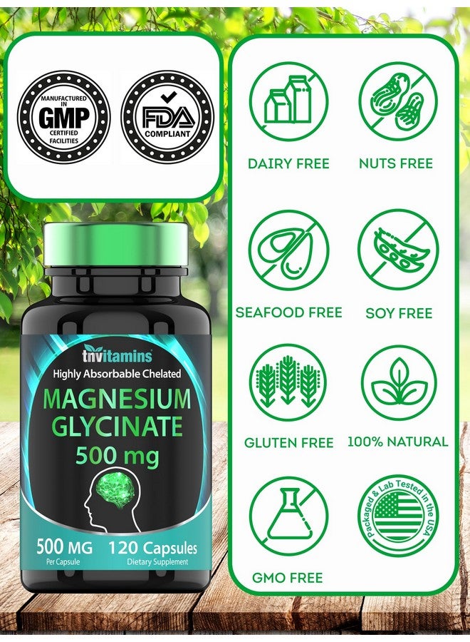 تي إن فيتامينس جليسينات المغنيسيوم 500 مجم لكل كبسولة - 120 كبسولة | إمداد لمدة 4 أشهر! | مكمل المغنيسيوم النقي المخلب للنوم والهدوء ودعم الأعصاب والمفاصل والعظام* | المعروف أيضًا باسم بيسجيسينات المغنيسيوم | غير معدّل وراثيًا - Image 5