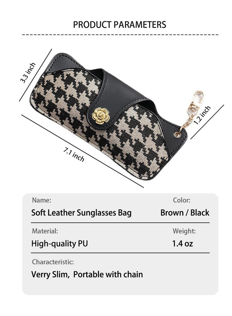 Excefore Soft Leather Sunglasses Bag, Travel Sunglass Holder, Portable Slim Eyeglass Case, Sunglasses Pouch (Black) - Image 3