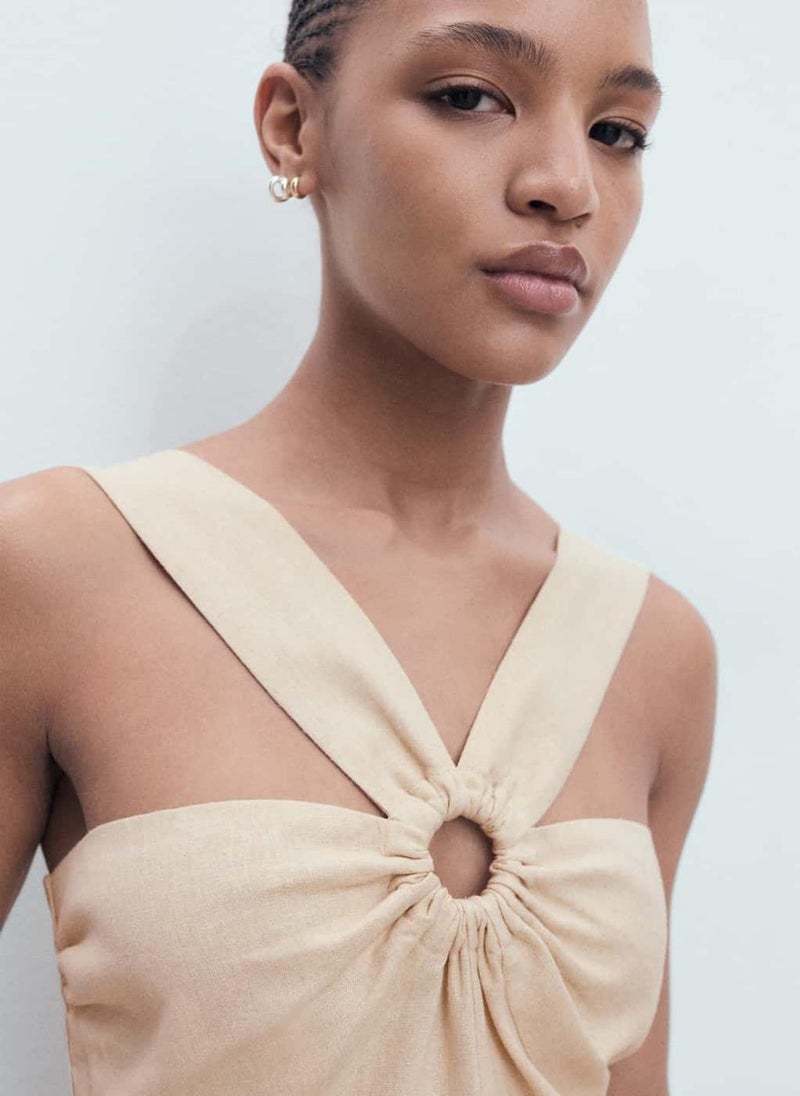 MANGO Linen Jumpsuit With Hoop Detail  - Image 3