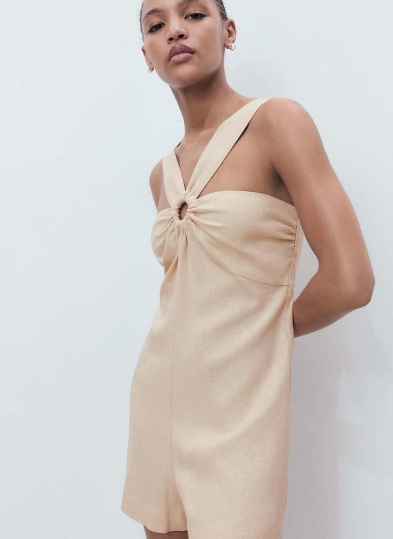 MANGO Linen Jumpsuit With Hoop Detail  - Image 4