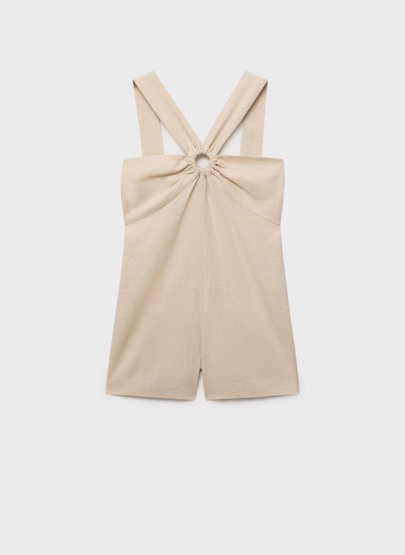 MANGO Linen Jumpsuit With Hoop Detail  - Image 5