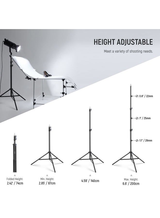 Neewer Photography Light Stand 2.85-6.6ft/87-200cm, Spring Loaded Aluminum Tripod Stand with ø28mm Thicker Tube Diameter for Ring Light/LED Light/Strobe Flash/Softbox, Max Load 22lbs, ST-200 - Image 2