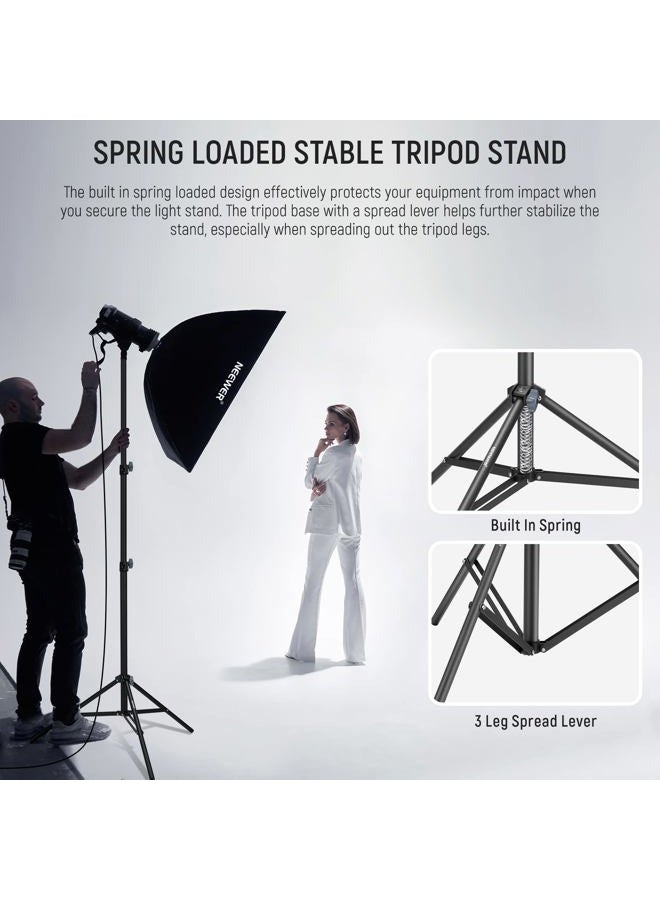 Neewer Photography Light Stand 2.85-6.6ft/87-200cm, Spring Loaded Aluminum Tripod Stand with ø28mm Thicker Tube Diameter for Ring Light/LED Light/Strobe Flash/Softbox, Max Load 22lbs, ST-200 - Image 3