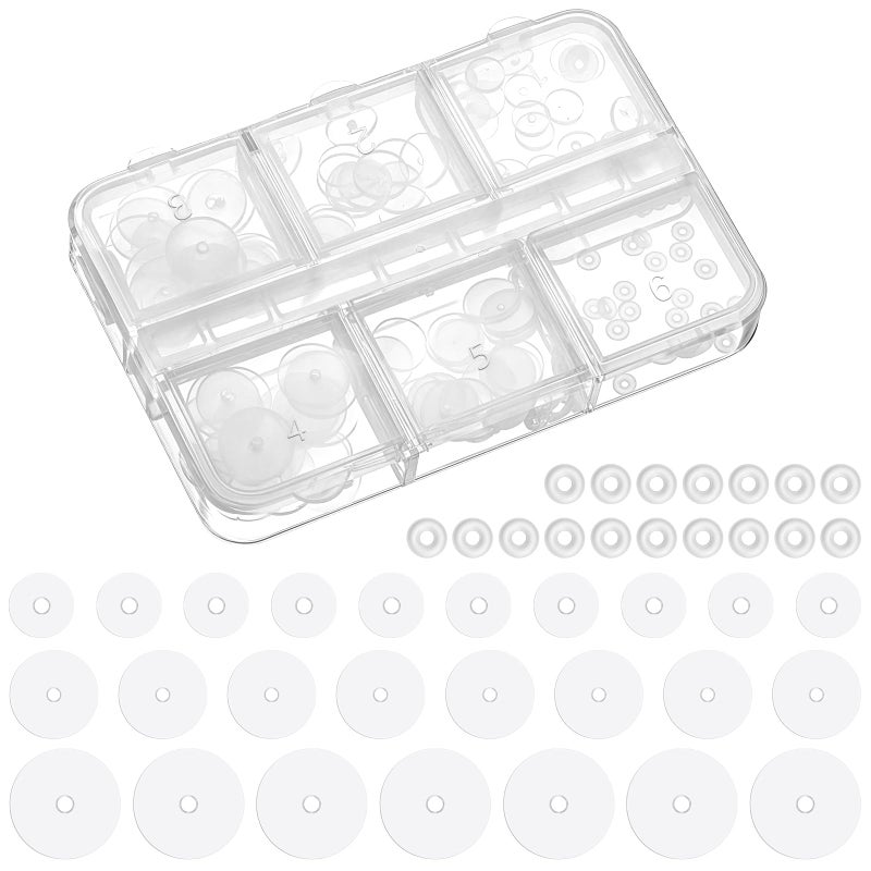 Alrhso 120pcs Silicone Earring Backs Stopper for Piercings Clear Piercing Disc 3579 mm Plastic Soft Disc Pads for Earrings - Image 3