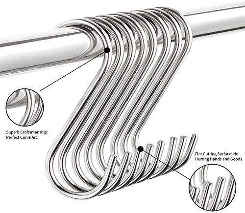 SRI SAI Pack of 6 Stainless Steel Thick S Shape Heavy Duty Type S Hook Hanger Hooks Organizer for Hanging Accessories Pack of 6 Hooks - Image 2