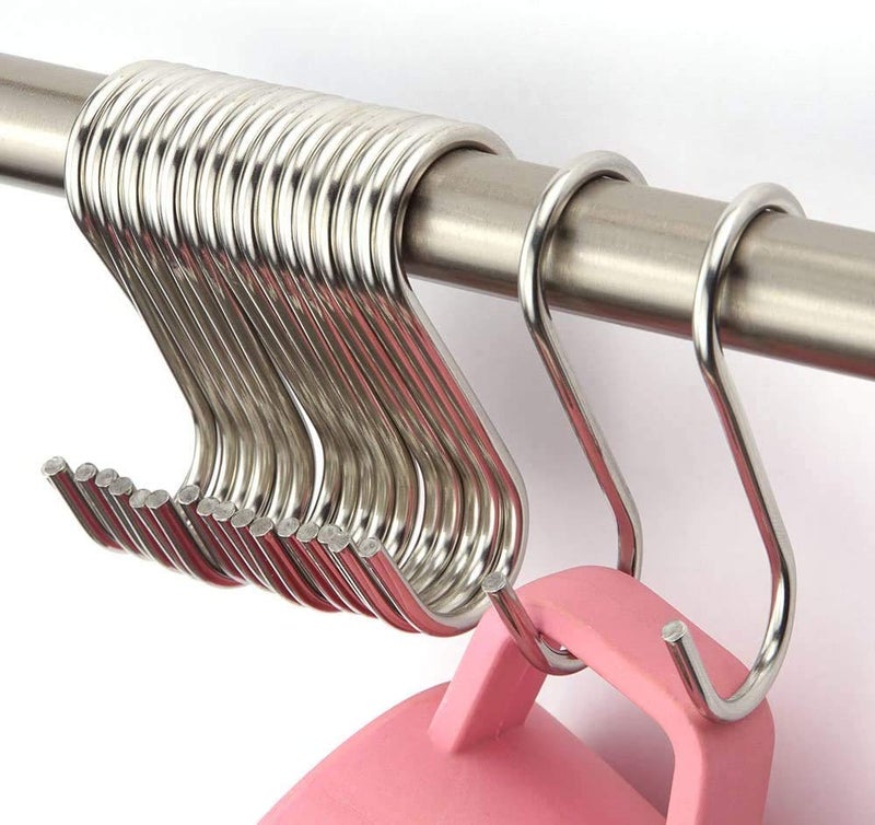 SRI SAI Pack of 6 Stainless Steel Thick S Shape Heavy Duty Type S Hook Hanger Hooks Organizer for Hanging Accessories Pack of 6 Hooks - Image 1