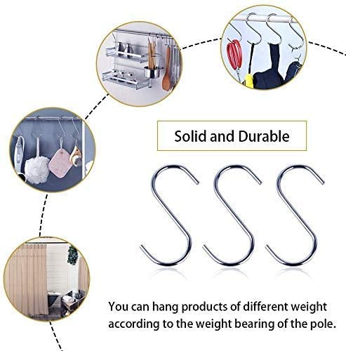 SRI SAI Pack of 6 Stainless Steel Thick S Shape Heavy Duty Type S Hook Hanger Hooks Organizer for Hanging Accessories Pack of 6 Hooks - Image 3