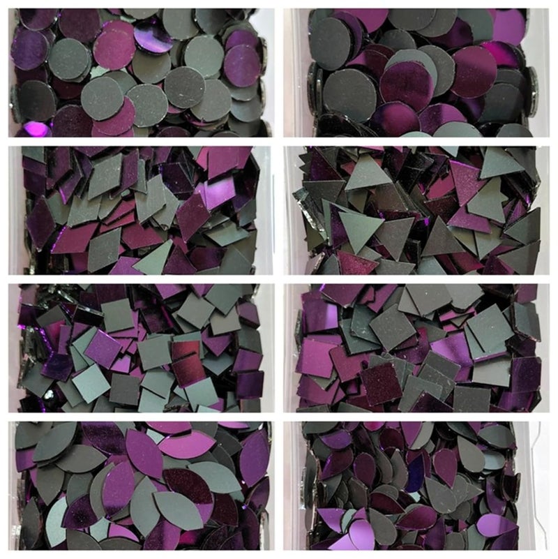 Teraiya's Teraiyas Purple Mirror Kit for Lippan Art Art Craft Work Decorative Purpose 8 Shape 800 pcs  - Image 1