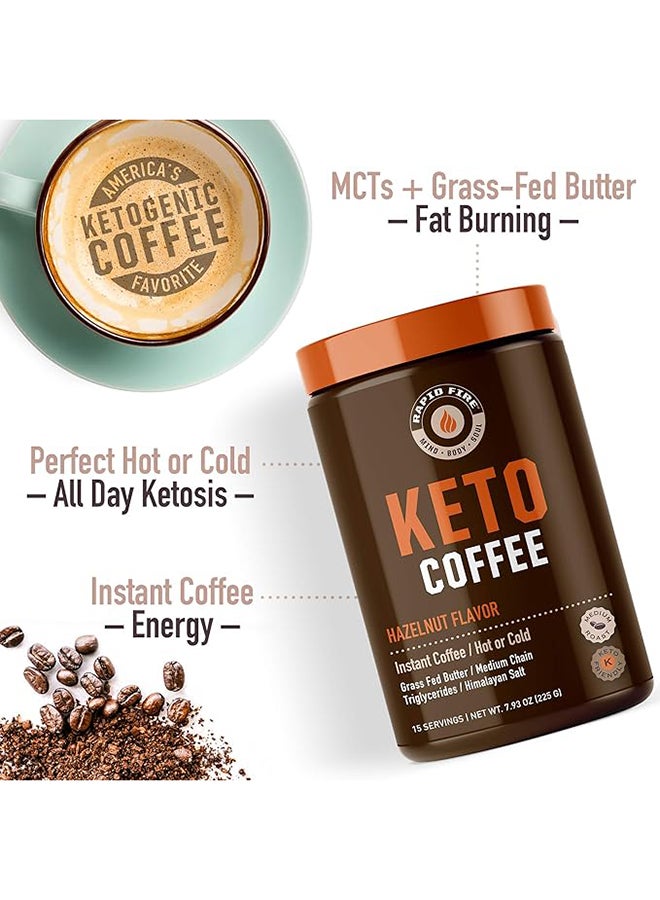 Rapid Fire Keto Coffee Hazelnut Flavor Instant Coffee Hot/Cold Enriched With Grass Fed Butte 15 Servings 225 G - Image 5